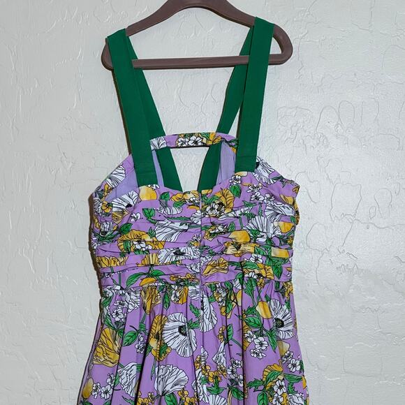 AMUR Leone Floral V Neck Sleeveless Midi Dress Purple Womens Size 4 Garden - Picture 10 of 16